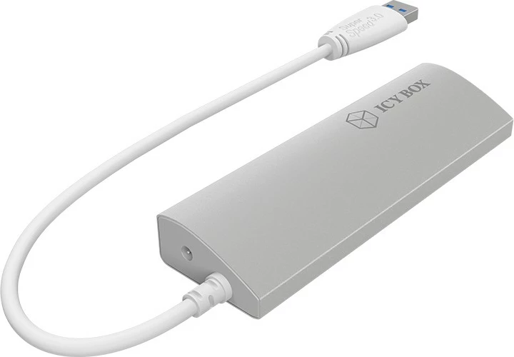 Hub USB ICY BOX IB-AC6401, USB 3.2 Gen 1, 4 porte, Argjendtë