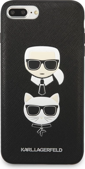 Mbështjellës Karl Lagerfeld Saffiano Karl&Choupette Head për iPhone 7 Plus / iPhone 8 Plus, e zezë