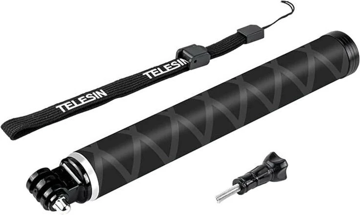 Selfie stick Telesin GP-MNP-90D për kamera sportive, 0.9m, karbon, i zi
