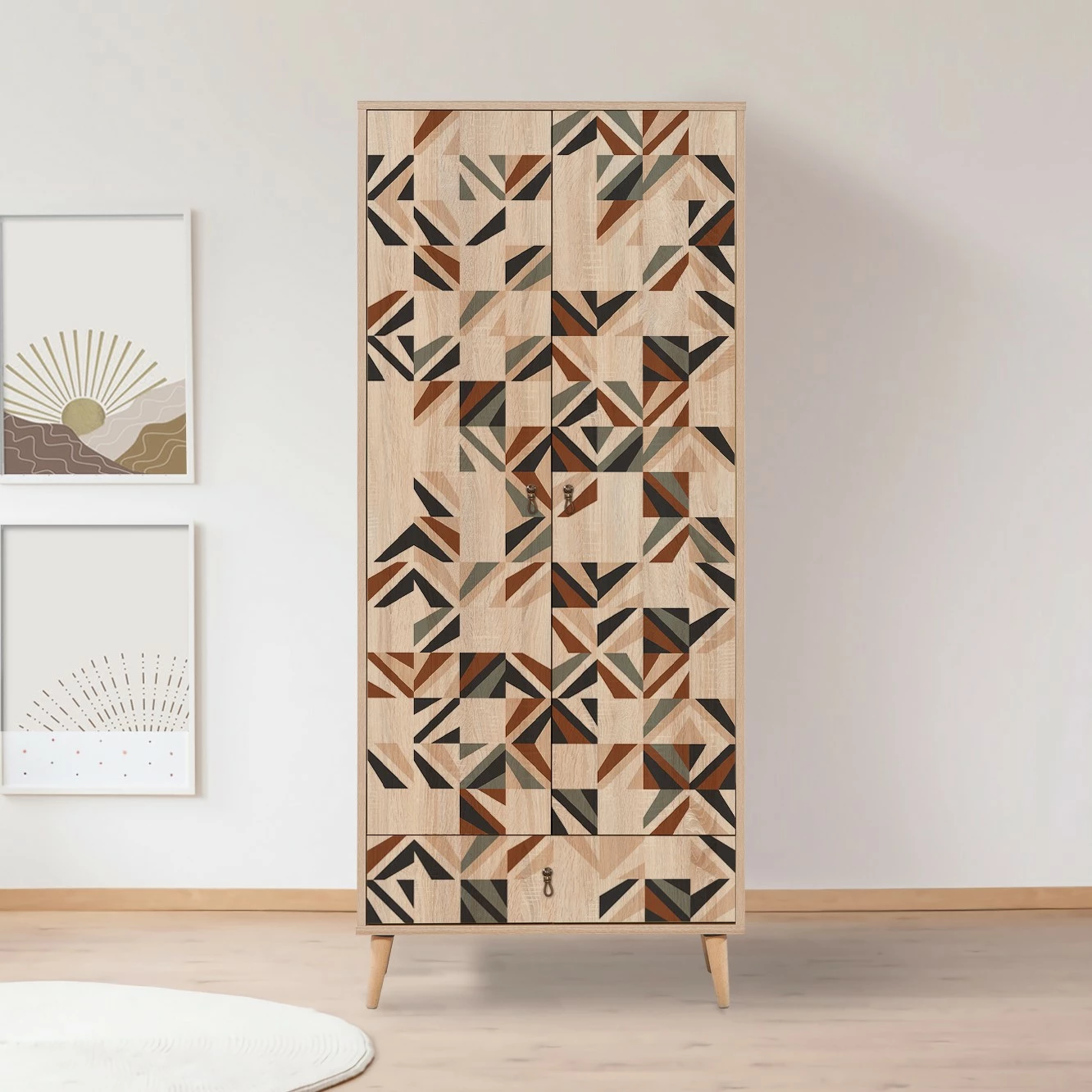 Dollap Hanah Home City Gradrop Triangle, shumëngjyrësh, 80x190x45 cm