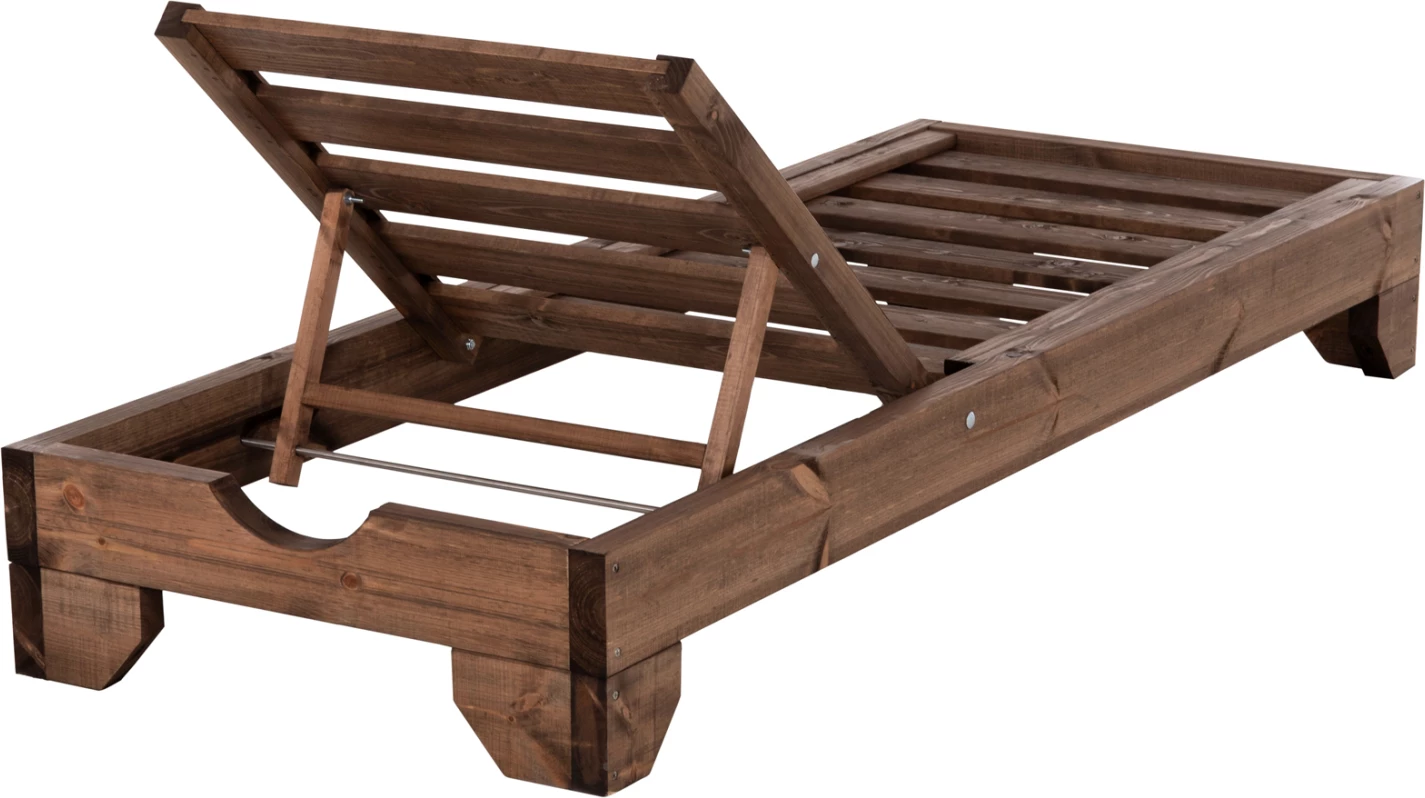 Shezlong plazhi heavy-duty KORINOS, dru pishe i trajtuar, ngjyrë arre, 79x204x77cm