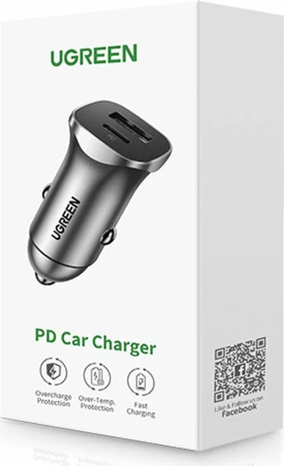 Karikues veture Ugreen CD130 20W 4.8A 1x USB-A + 1x USB-C (UGR1113GRY) argjendtë, 1 copë