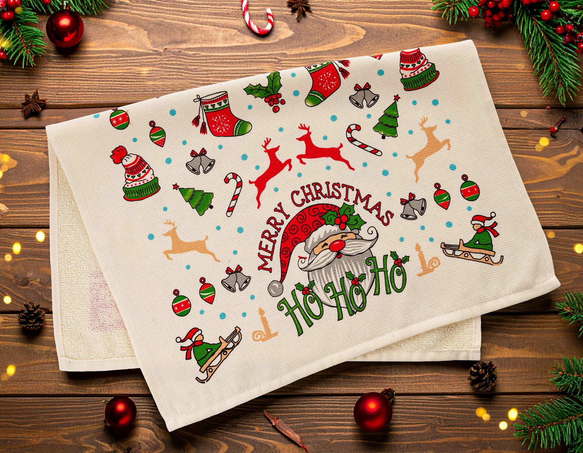 Set peshqirësh kuzhine (2 copë), dizajn Krishtlindjesh, Mijolnir