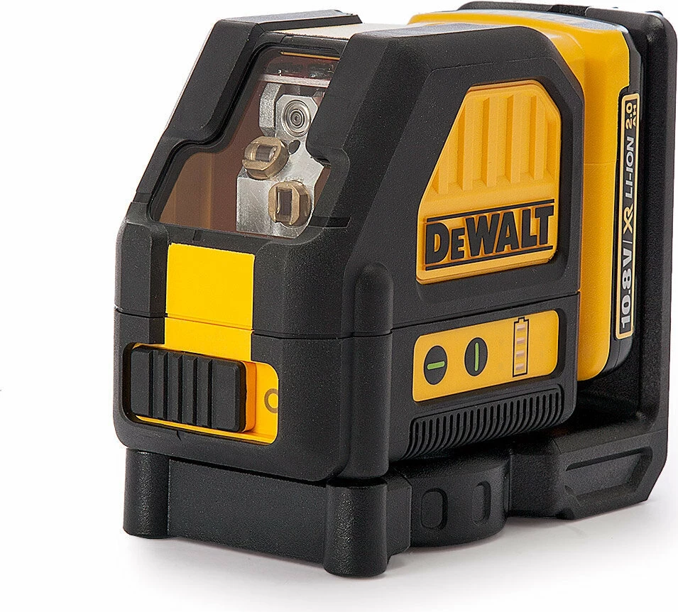 Laser nivelues me vetënivelim Dewalt DCE088D1G, 2 rreze (horizontal/vertikal), Li-Ion 10.8V, verdhë/zi, set me bateri 12V 2Ah + karikues + kuti + mbajtës tavani