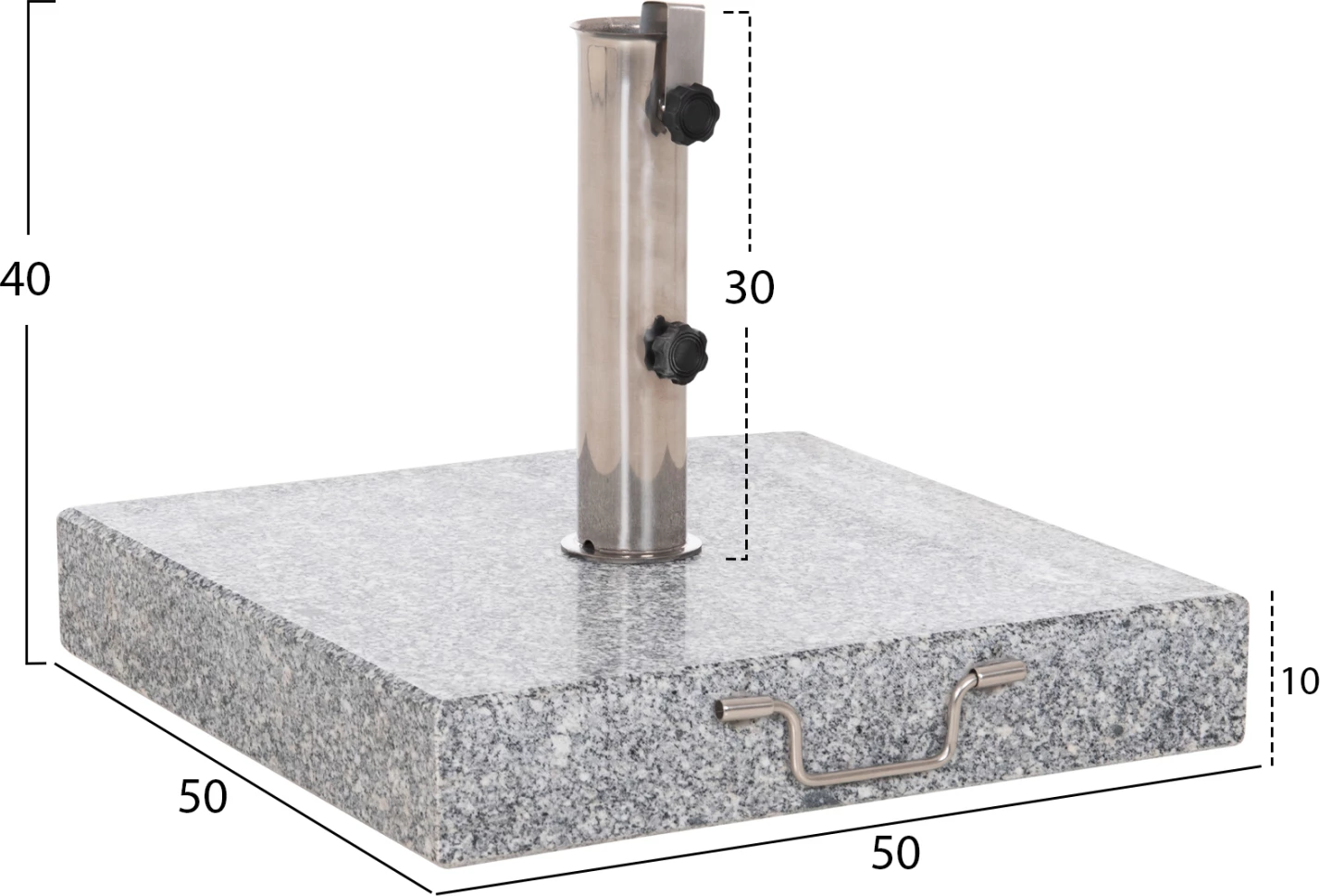 Baza prej graniti për çadër, 60kg, me dorezë dhe rrota, FH6565, tub inox Φ58