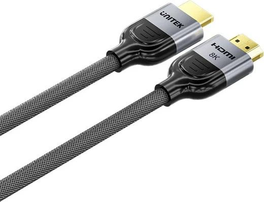 Kabllo HDMI UNITEK LUX OPLOT 2.1, 1.5m, Gri