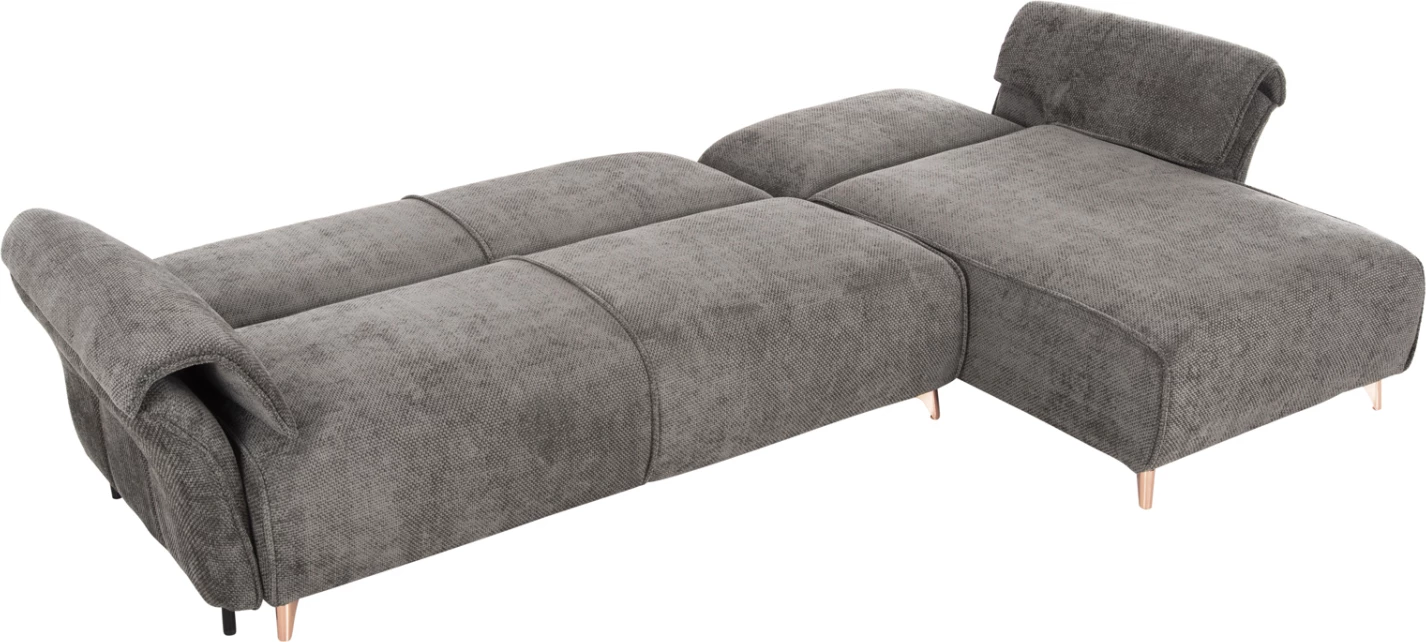 Divan qoshe i kthyeshëm MAILO, FH6071.02, pëlhurë gri e errët, këmbë metalike, 300x150x80H cm