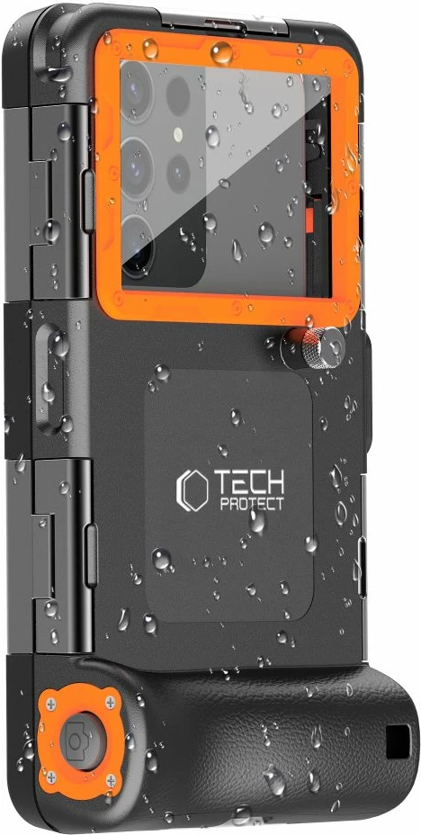 Mbështjellës Tech-Protect Waterproof Case IPX8 për celular 4.7-6.7 inç, zi dhe portokalli