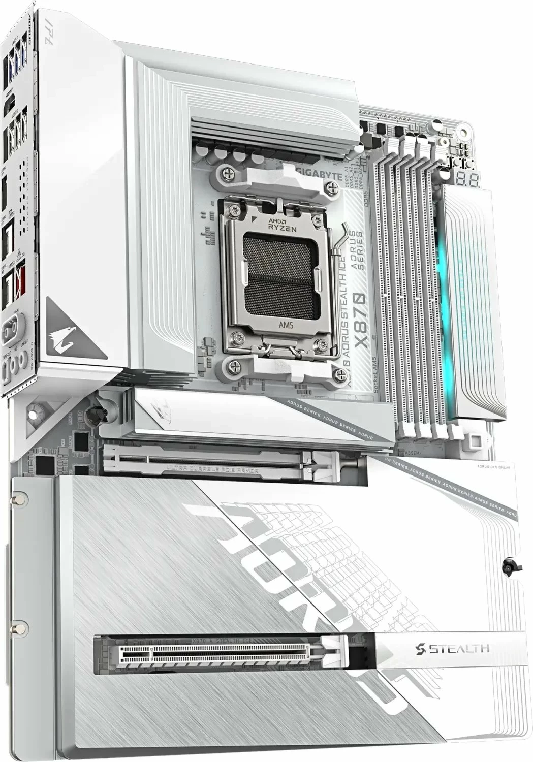 Pllakë amë Gigabyte X870 AORUS STEALTH ICE, ATX, DDR5 deri 256GB, Wi‑Fi 7, e bardhë