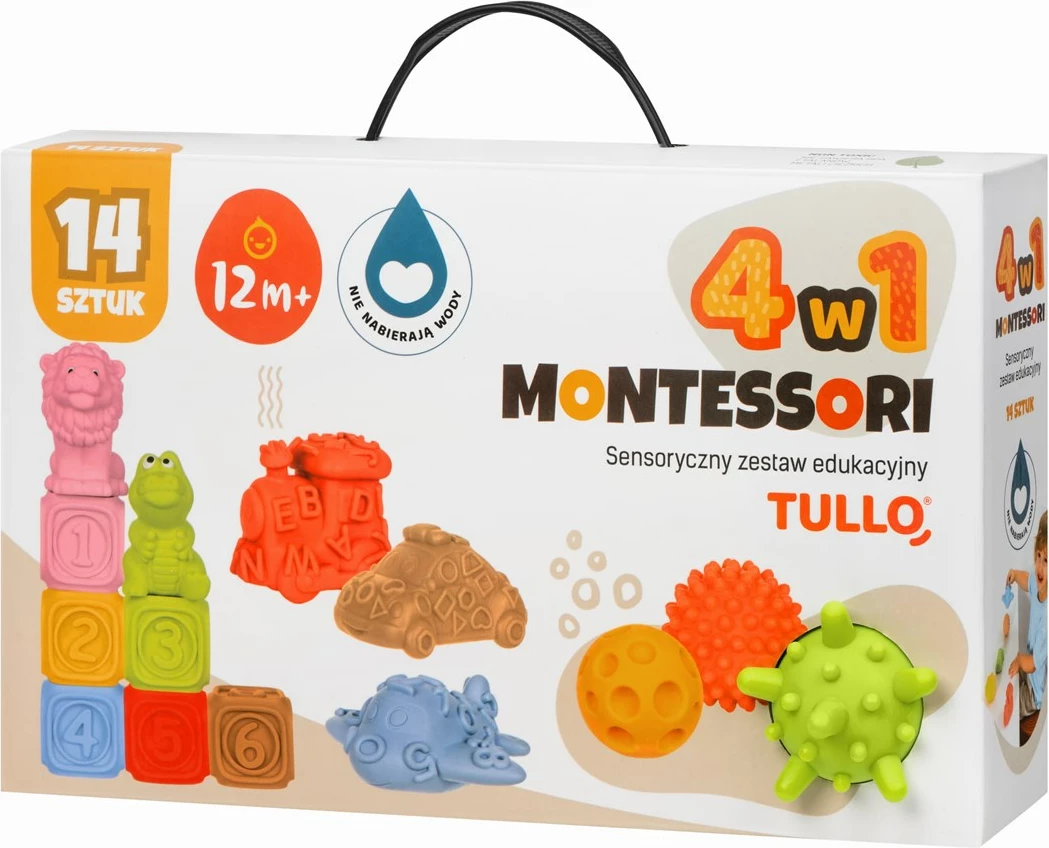 Set blloqe sensorike Tullo Montessori, 14 copë, ngjyra të përziera