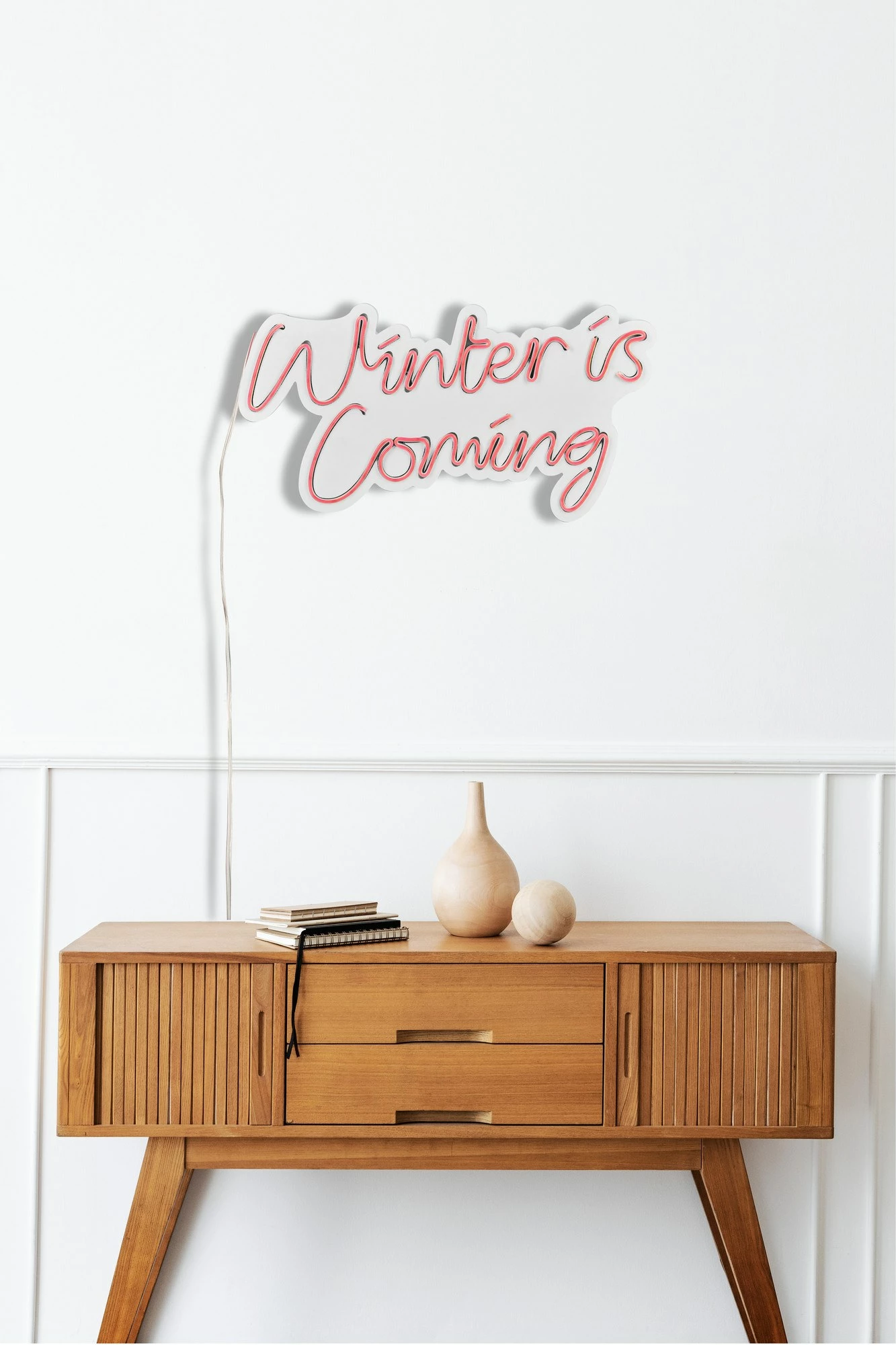 Dekor dritash LED plastike, 'Winter is Coming', ngjyrë rozë