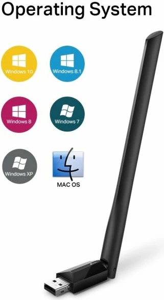 Adapter USB Wi‑Fi TP-LINK Archer T2U Plus 600Mbps Dual Band, antenë 5dBi, i zi