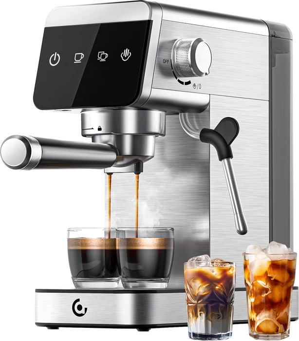 Makinë kafeje espresso AMZCHEF CE-AZ-EM1501-SV 1350W, 20 bar, 1.2L, argjend