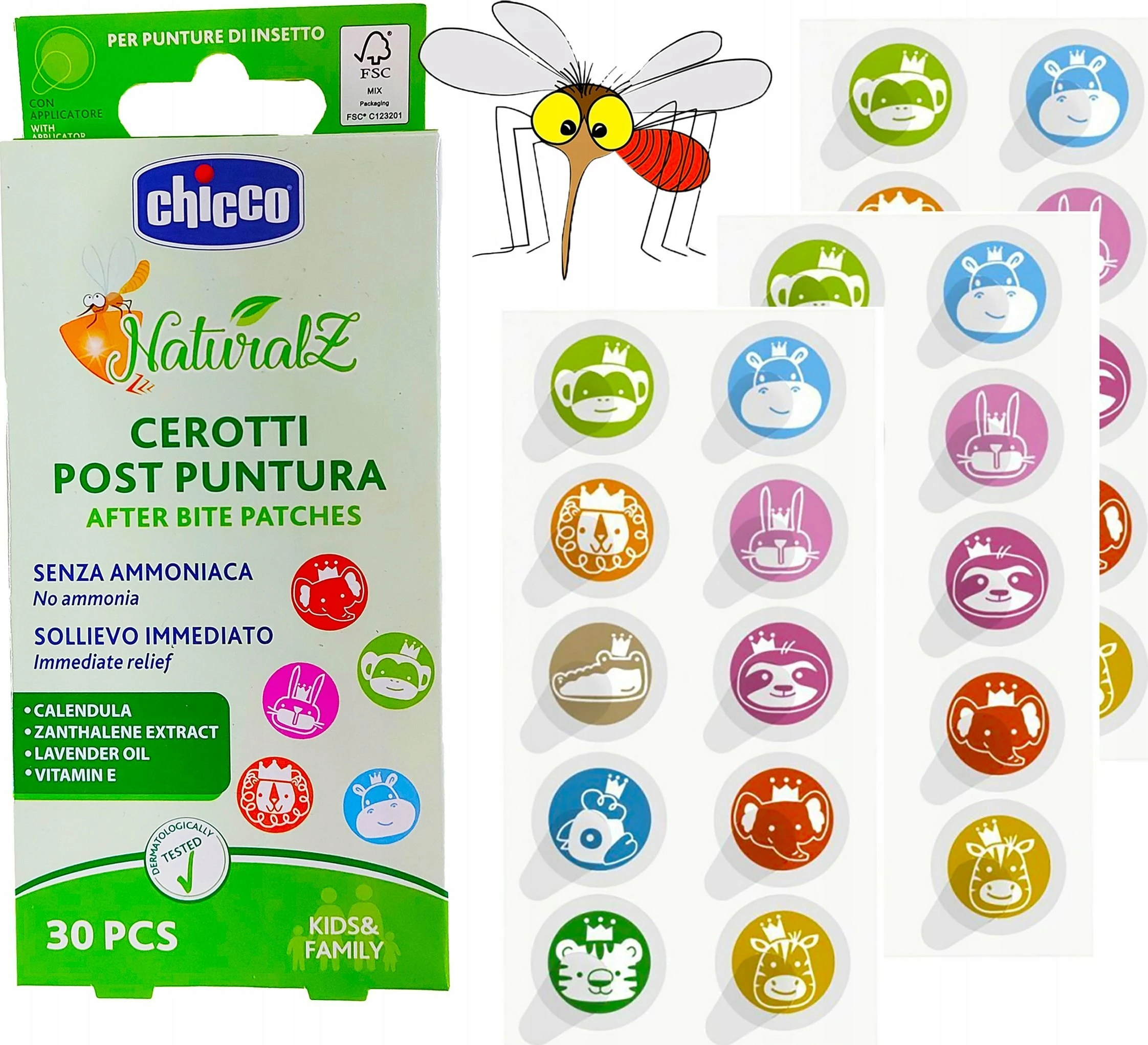 Flaster kundër pickimeve Chicco Bite Plasters 30 copë, transparent