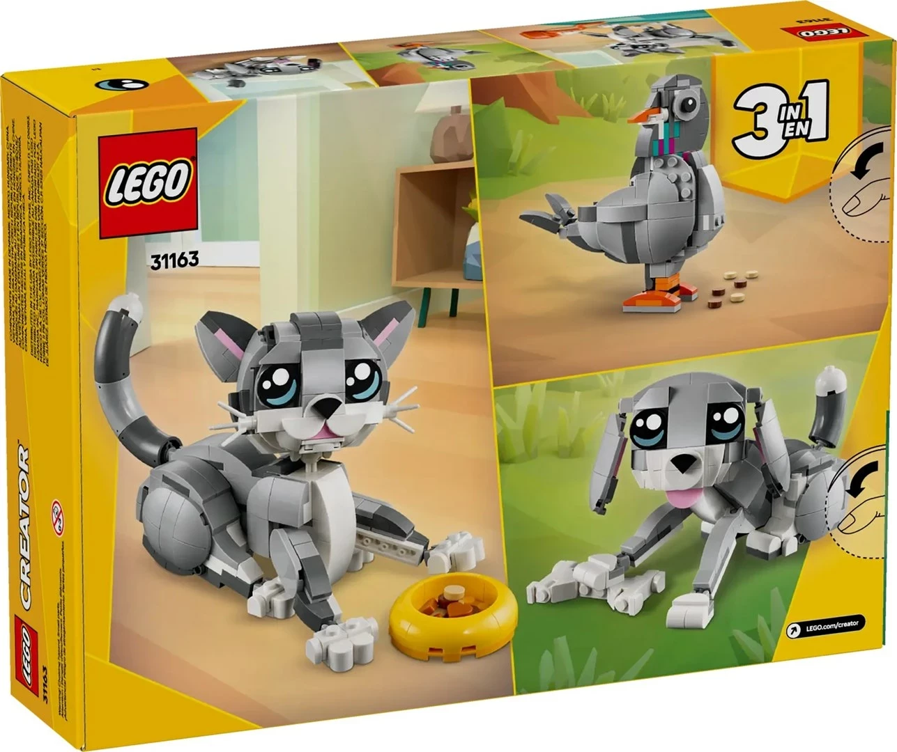 Set LEGO Creator 3 në 1, Playful Cat 31163, për fëmijë 8+ vjeç