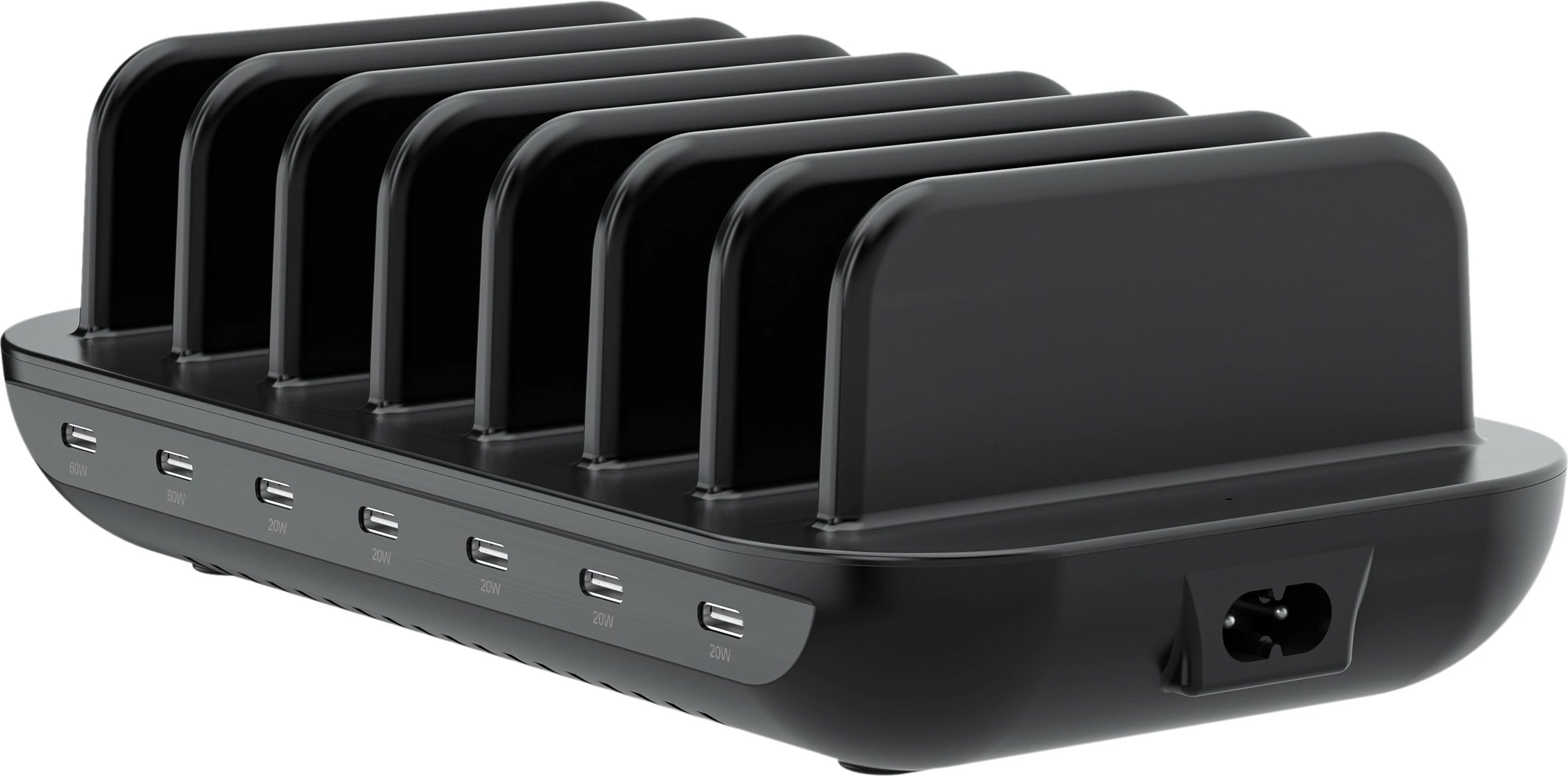 Karikues shumëportësh Conceptronic 7xUSB-C 160W, i zi
