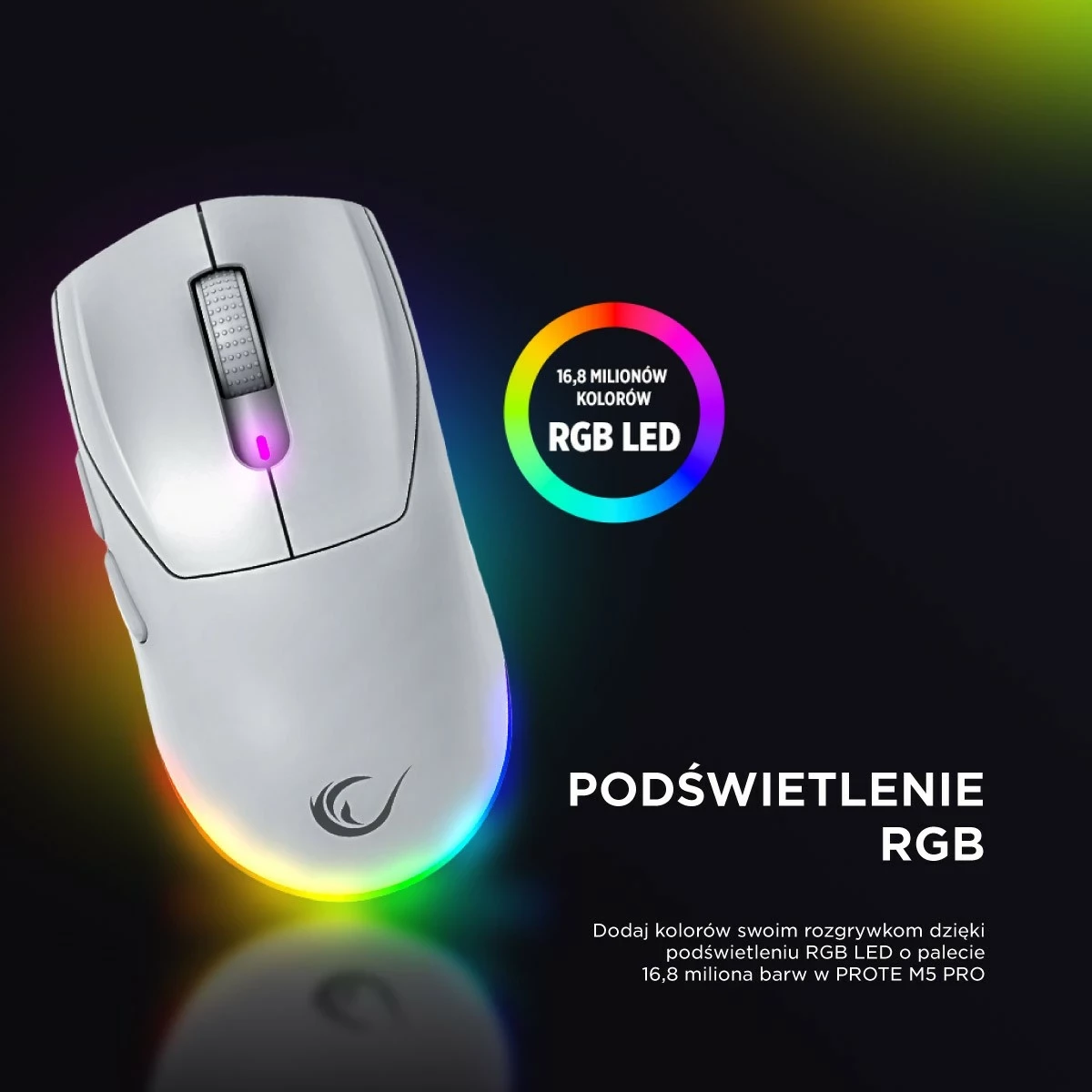 Maus Rampage Prote M5 Pro 26000 DPI RGB LED i bardhë
