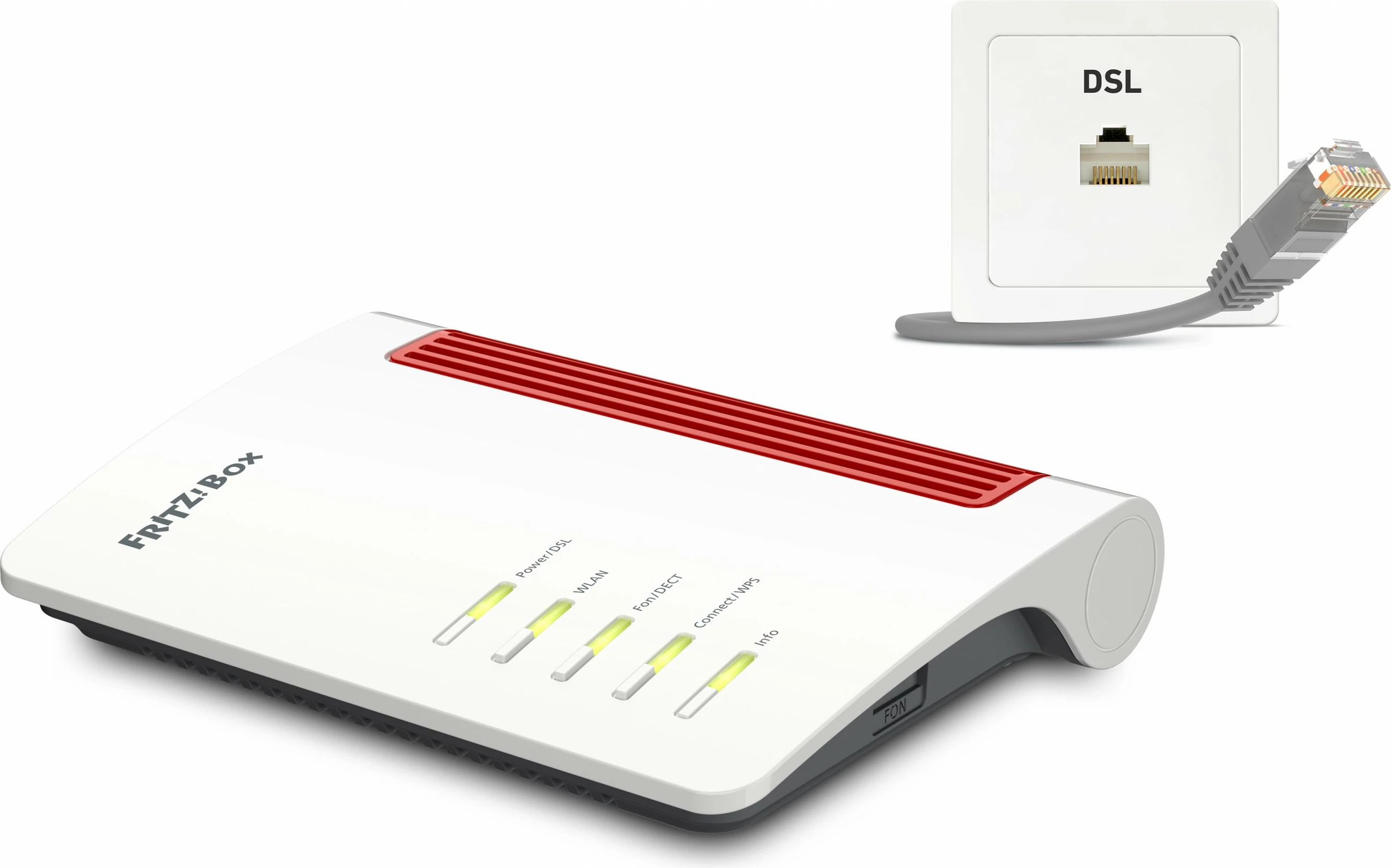 Router AVM FRITZ!Box 7530 AX, Wi-Fi 6, Dual-band, Ethernet LAN, ADSL, Gri, Kuq, Bardhë