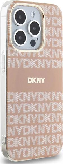 Mbështjellës DKNY IML Mono & Stripe MagSafe për iPhone 15 Pro, Rozë