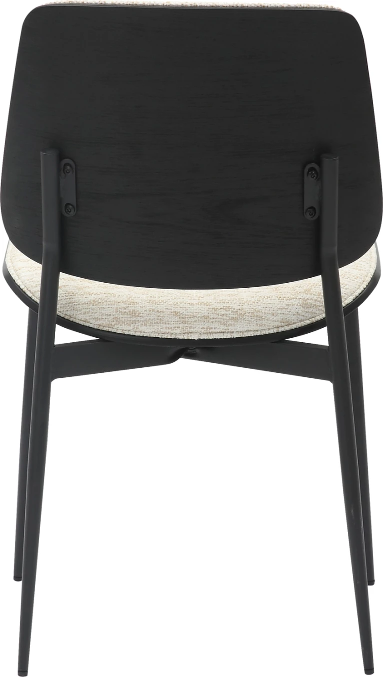 Karrige për ngrënie CONTI FH9983.02, metal i zi & dru i përpunuar, pëlhurë e kremtë, 48.5x56x82.5 cm, set prej 2 copash