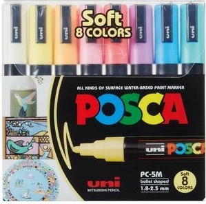 Set markerash Posca PC-5M, 8 ngjyra, majë e rrumbullakët 1.8-2.5mm, multikolor