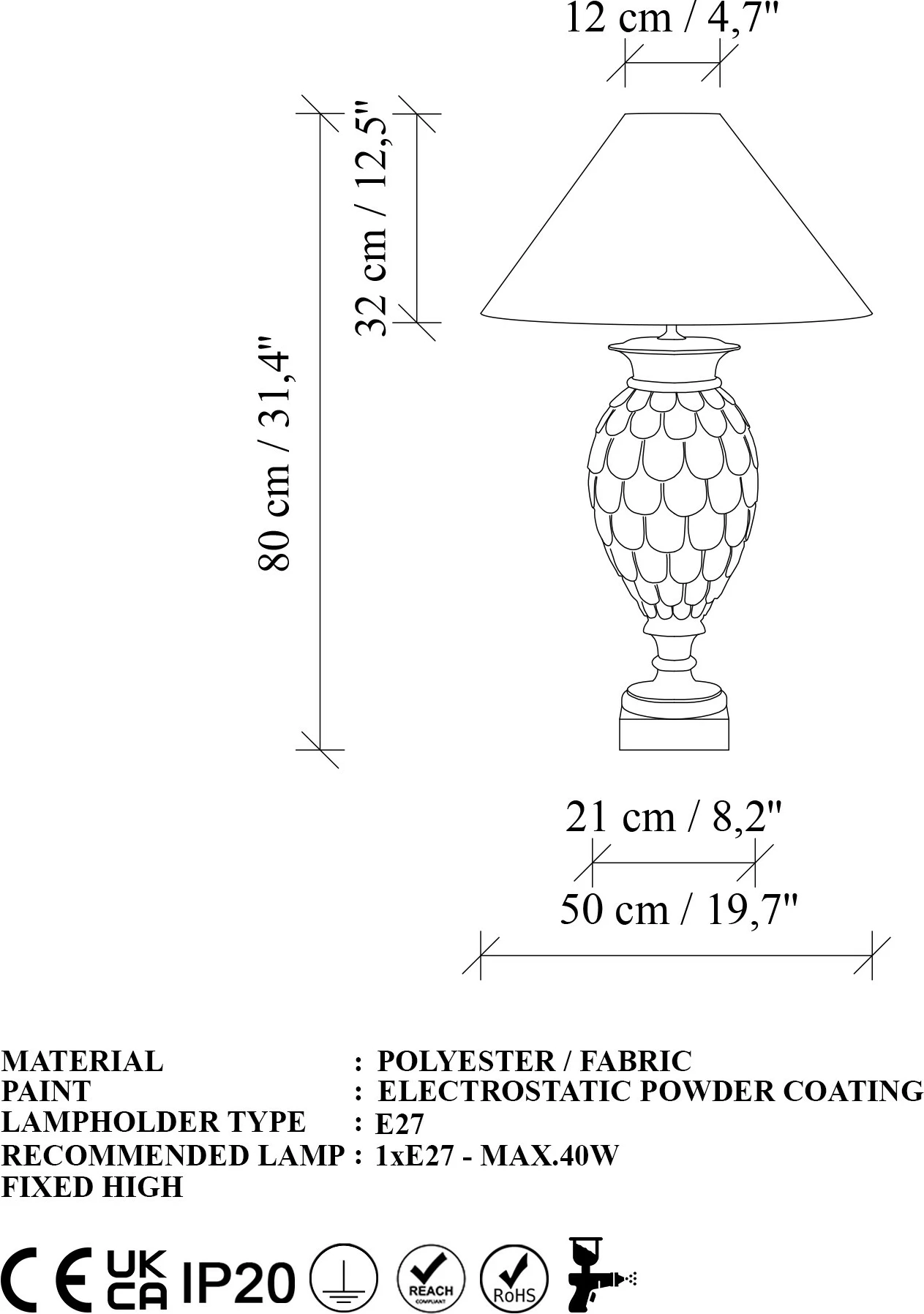 Llambë tavoline Opviq, ELEGANZE-5301, ngjyrë kafe dhe e zezë
