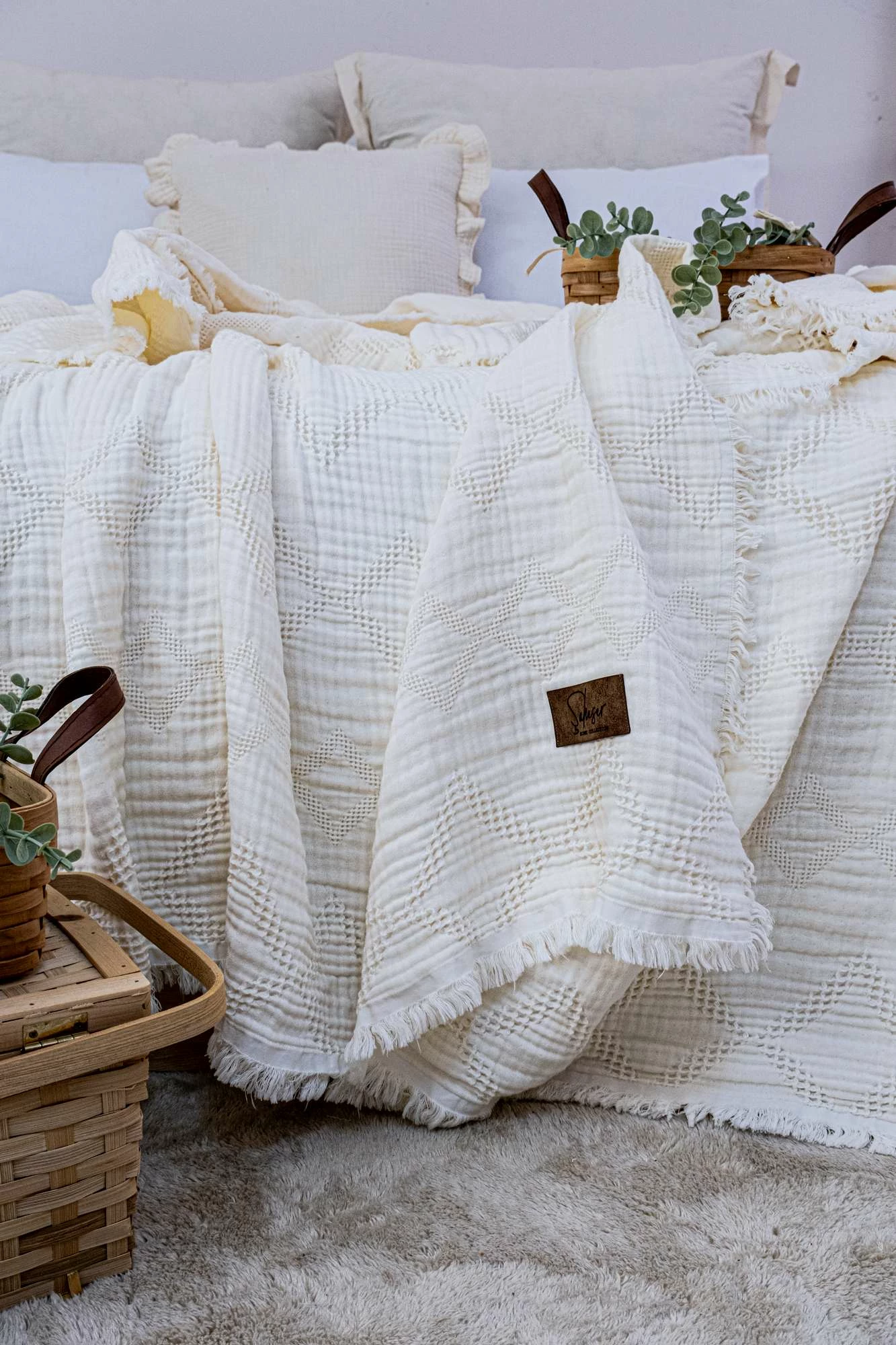 Mbulesë dyshe për shtrat, krem, L'essentiel, Oscar