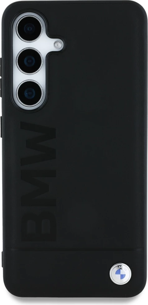 Mbështjellës BMW Leather Big Wordmark për Samsung Galaxy S25, i zi