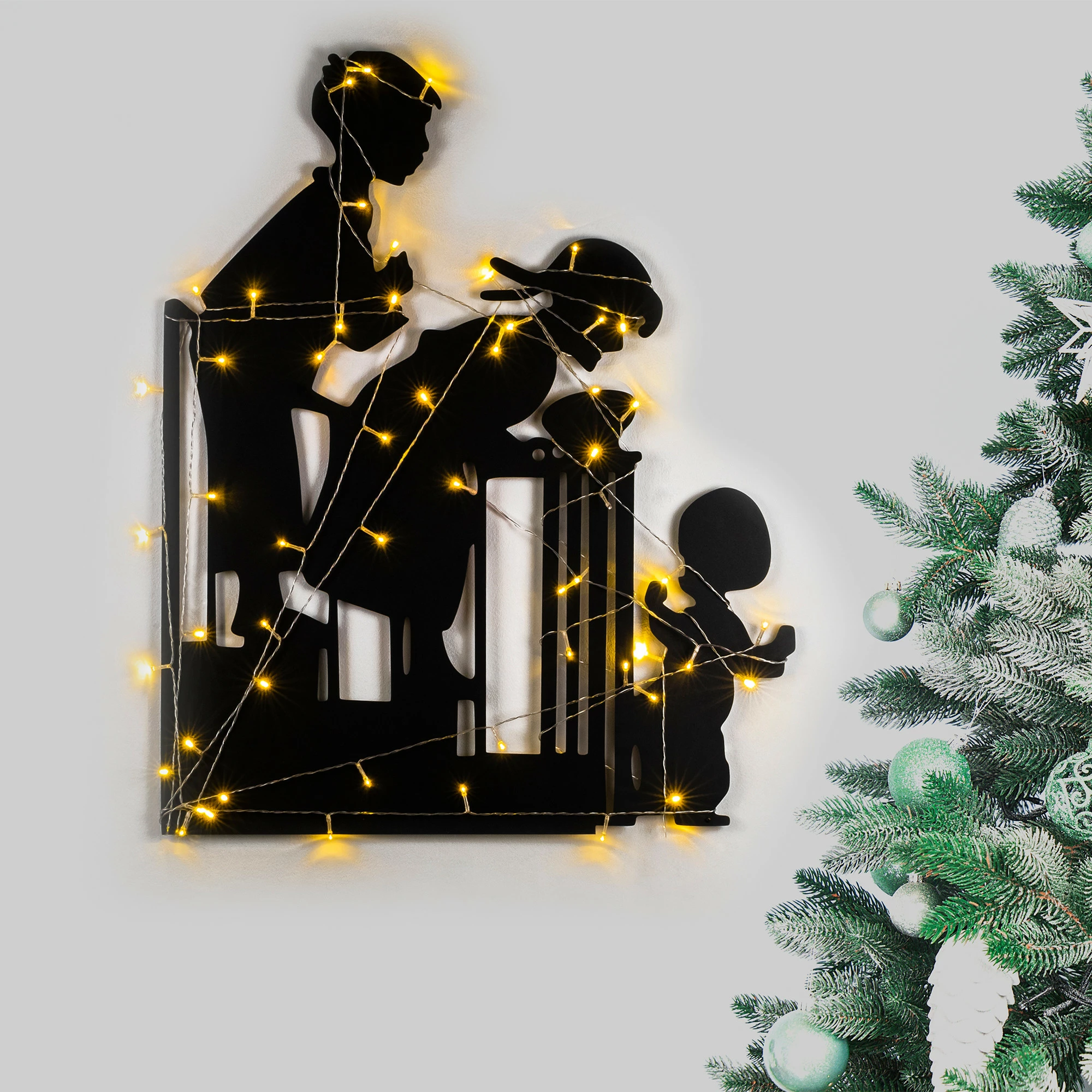 Aksesor dekorativ metalik për mur, Wallity, XMASBLACK - 018
