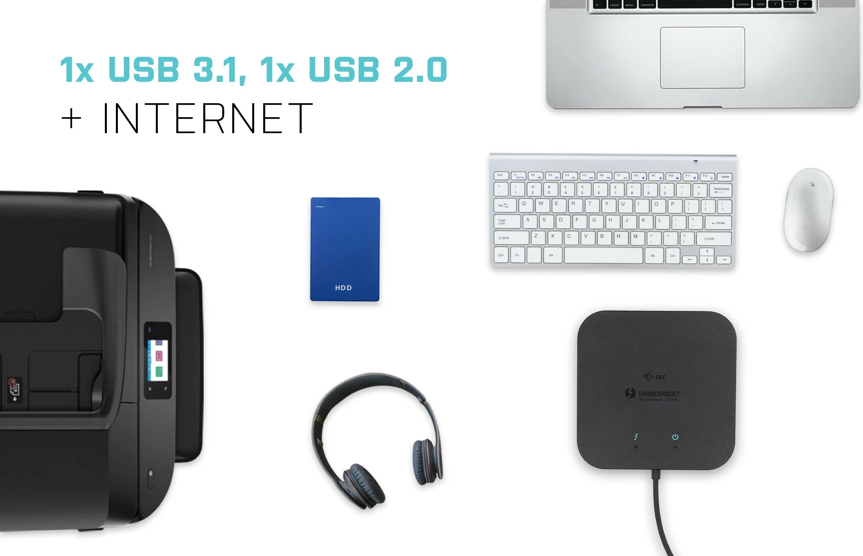 Docking station I-Tec Thunderbolt 3 Travel Dock, Dual 4K Display, 1x DP, 1x HDMI, 1x GLAN, 1x USB 3.1 Gen2, 1x USB 2.0, 1x Audio, e zezë