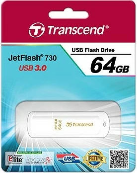 USB stick Transcend JetFlash 730 64GB, USB 3.1, bardhë