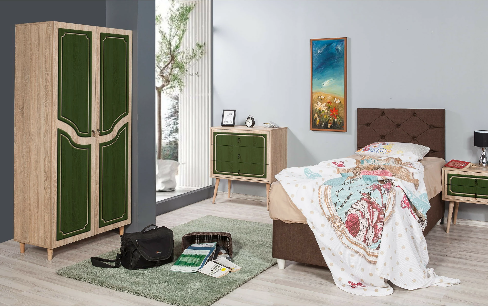 Dollap Skye Decor, stil modern, ngjyrë lisi Sonoma, 90x192x52cm