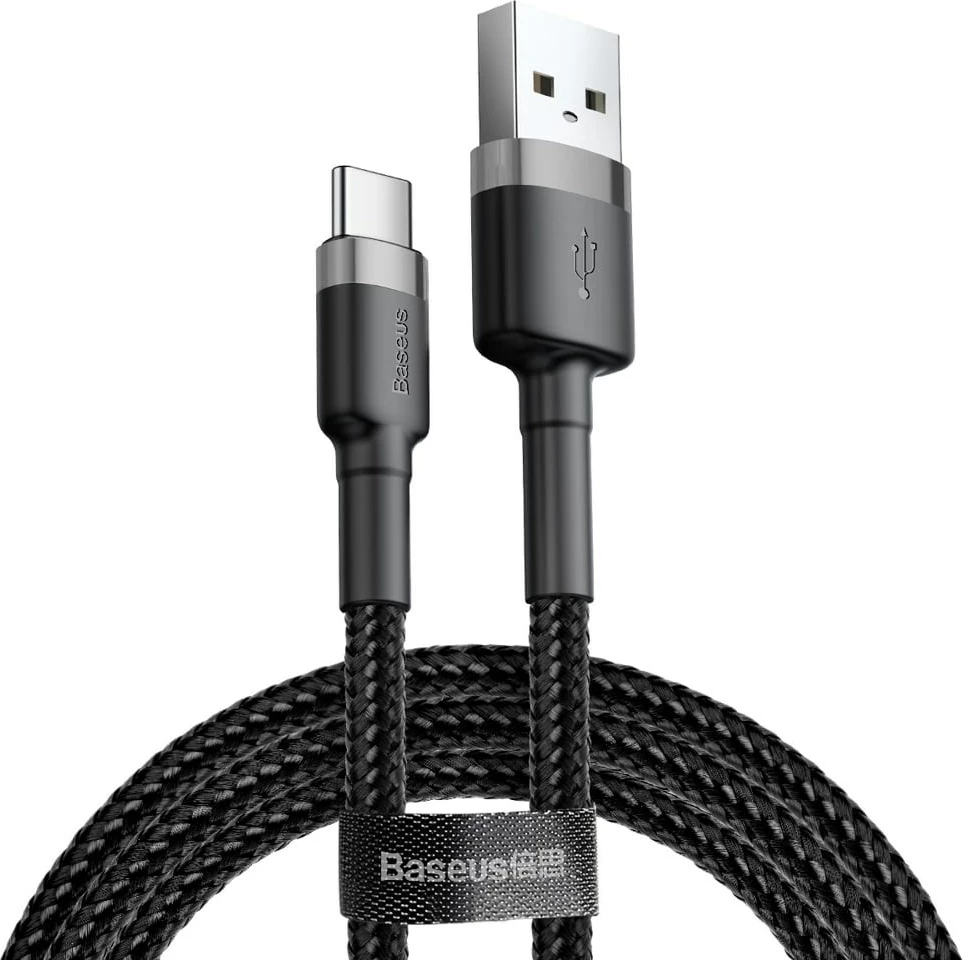 Kabëll USB Baseus CATKLF-CG1, 2 m, USB A në USB C, E zezë, Gri