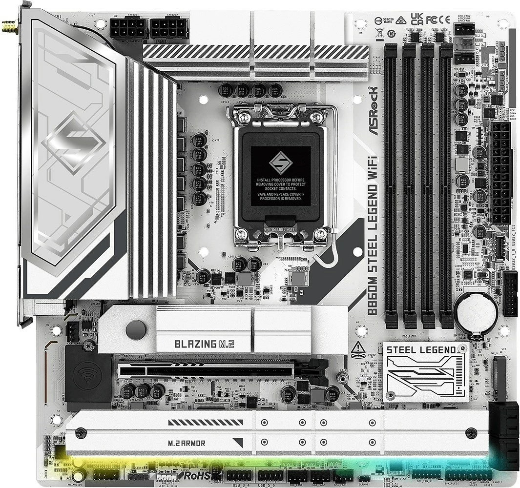 Pllakë amë ASRock B860M Steel Legend WiFi, micro ATX, Socket 1851, e bardhë