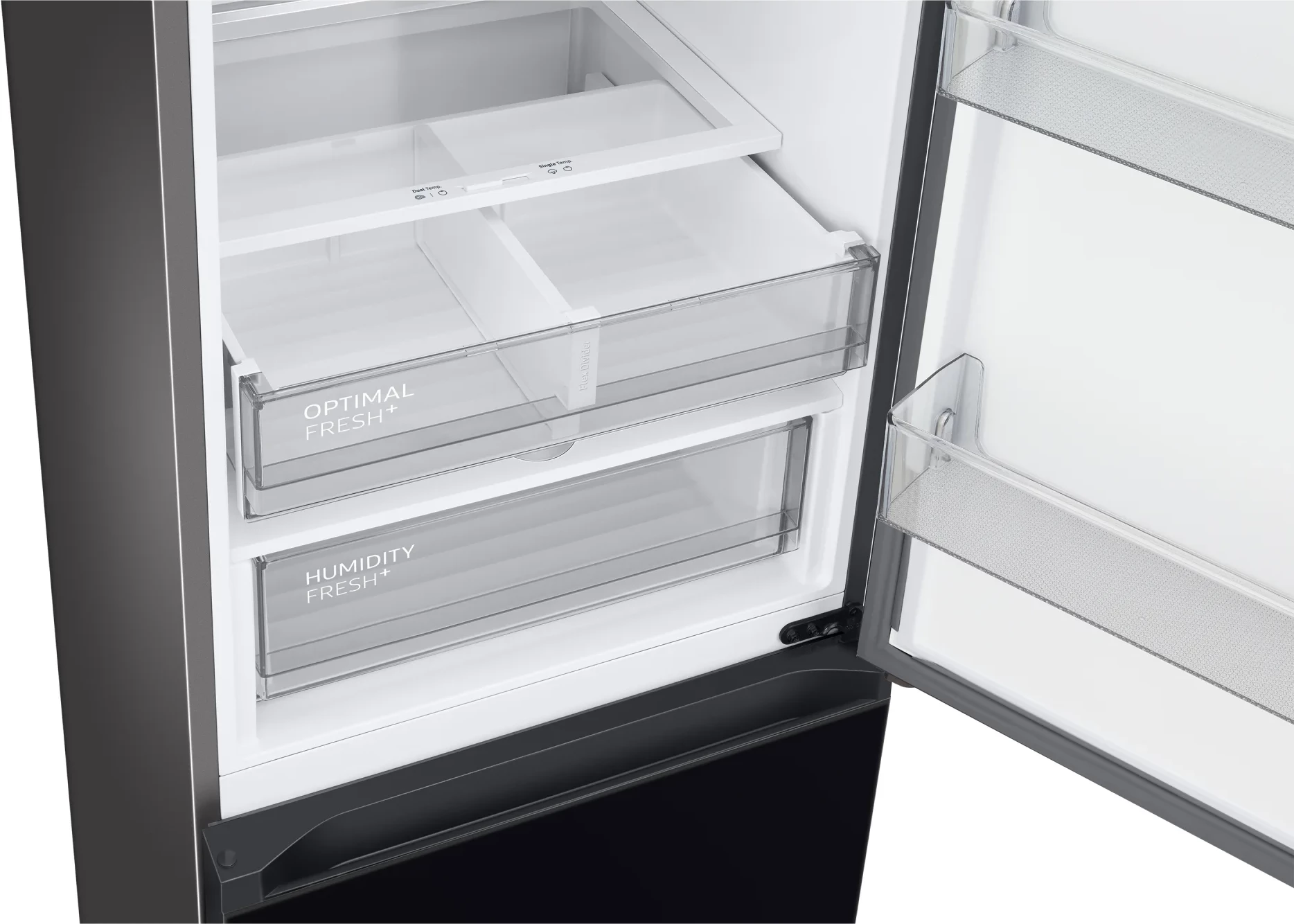 Frigorifer i kombinuar, Samsung, RB38C7B5C22/EF BESPOKE, 390 L, AI Energy Mode, SpaceMax, SmartThings Energy, Clean Black