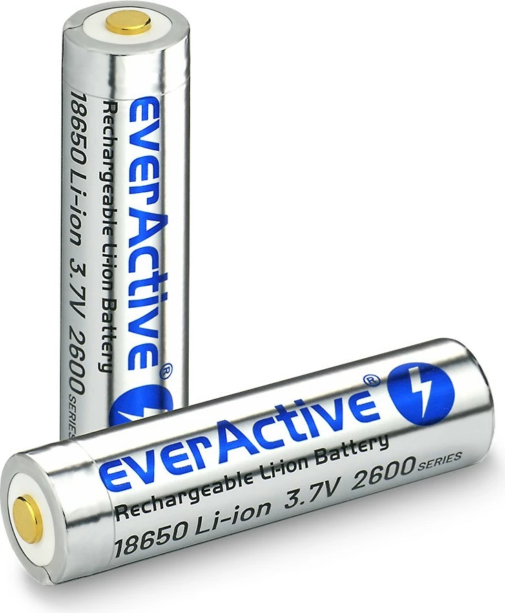 Bateri rikarikueshme everActive 18650 Li-ion, 2600 mAh, me micro USB, Argjend