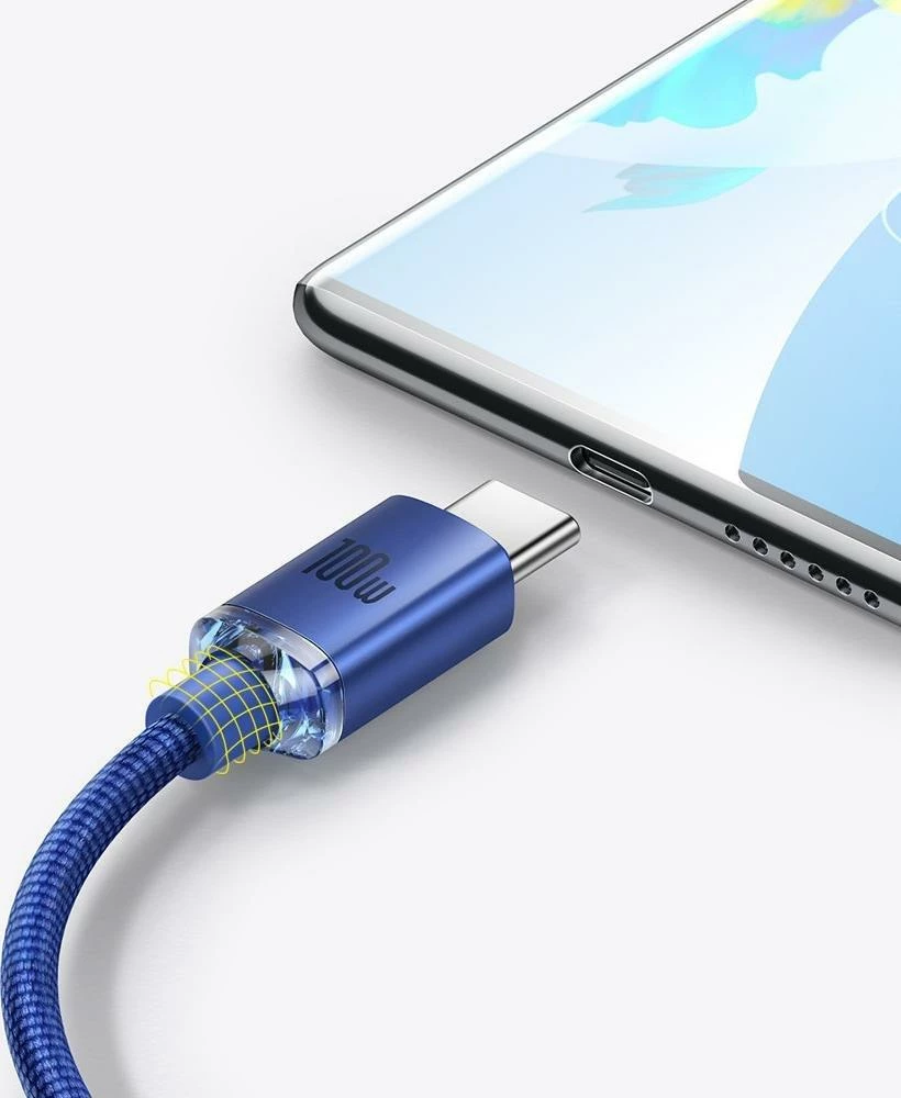Kabllo USB-A në USB-C Baseus Crystal Shine CAJY000503 2m 100W Blu