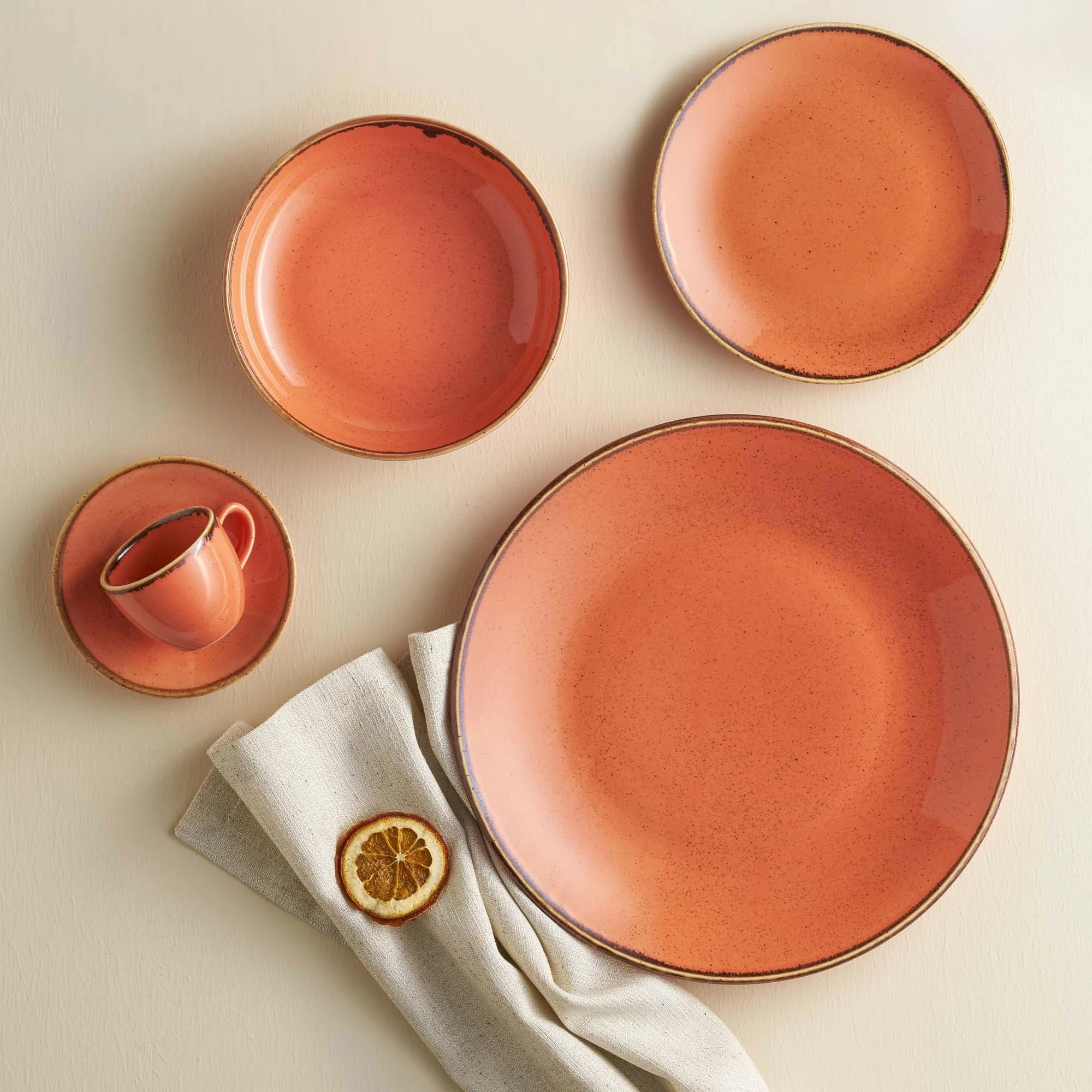 Tas porcelani Porland Seasons Amber 550 ml, Ø140 mm, portokalli, set 6 copë