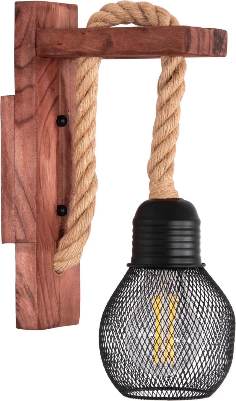 Aplik BARN2, bazë druri, litar kërpi, metal, 12x19.5x29cm