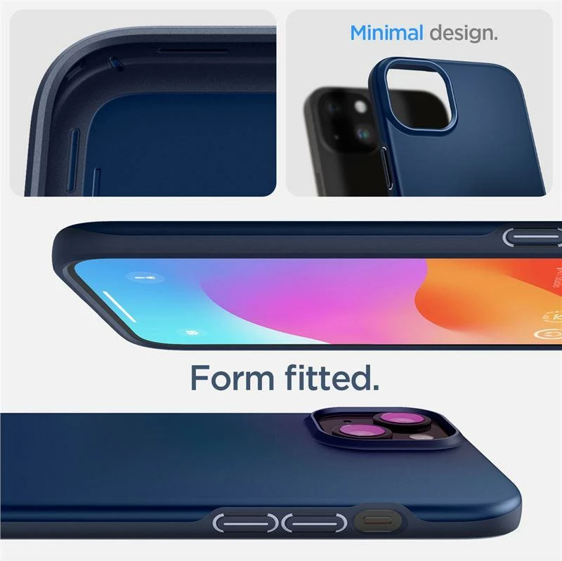 Mbështjellës Spigen Thin Fit për iPhone 15 Plus, Blu