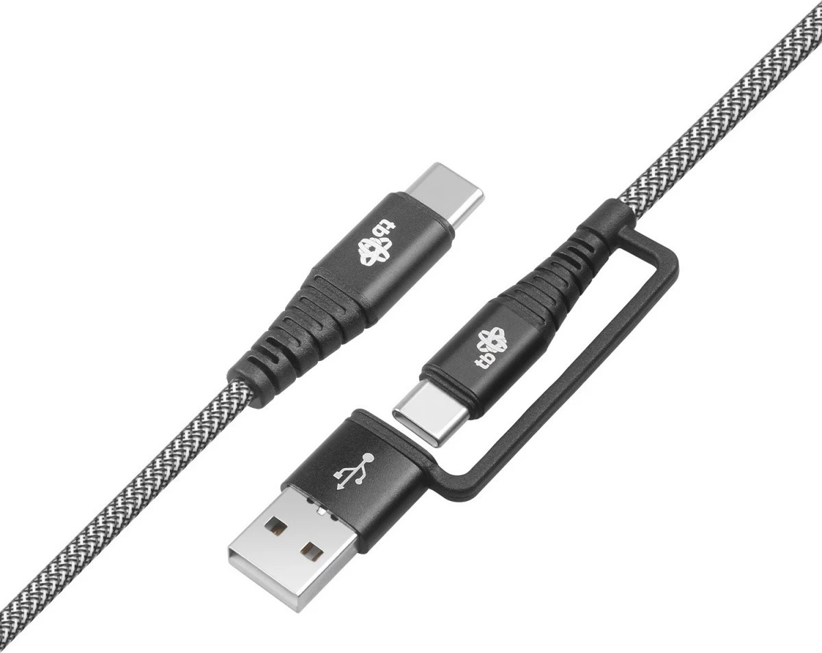 Kabllo 2-në-1 TB USB C në USB C me adapter USB A, 1.2 m, e zezë