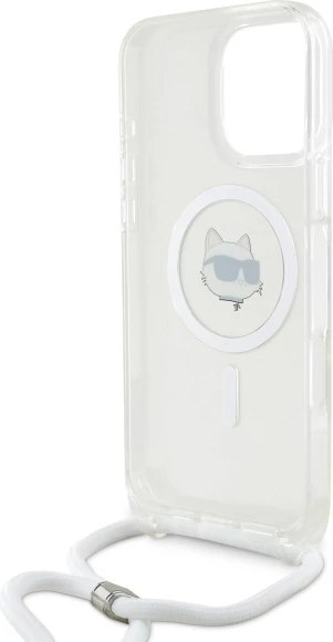 Mbështjellës Karl Lagerfeld IML Choupette Head & Cord MagSafe për iPhone 16 Pro, Transparent