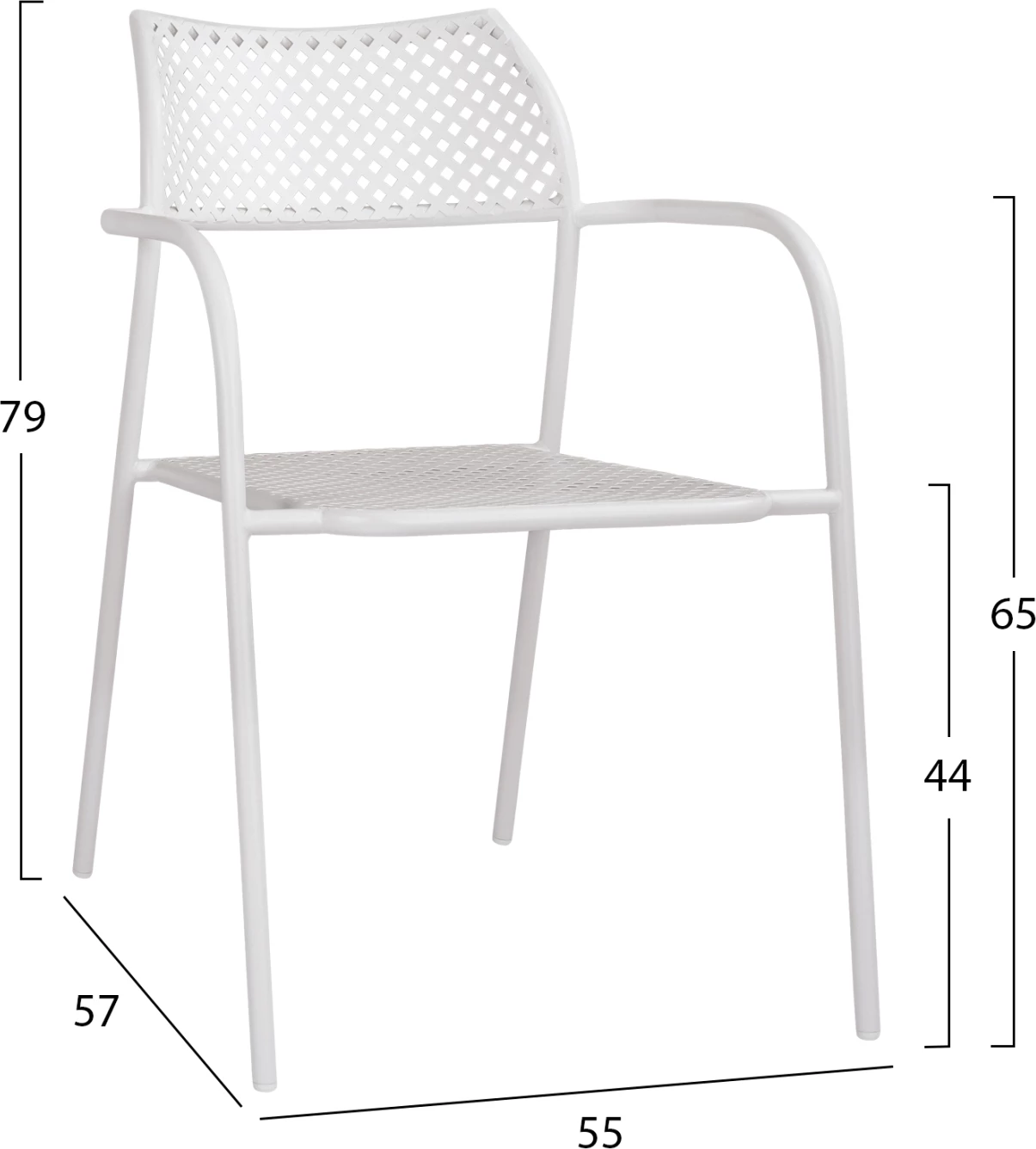Karrige metalike e bardhë Thetis FH5173.12 55x57x79 cm