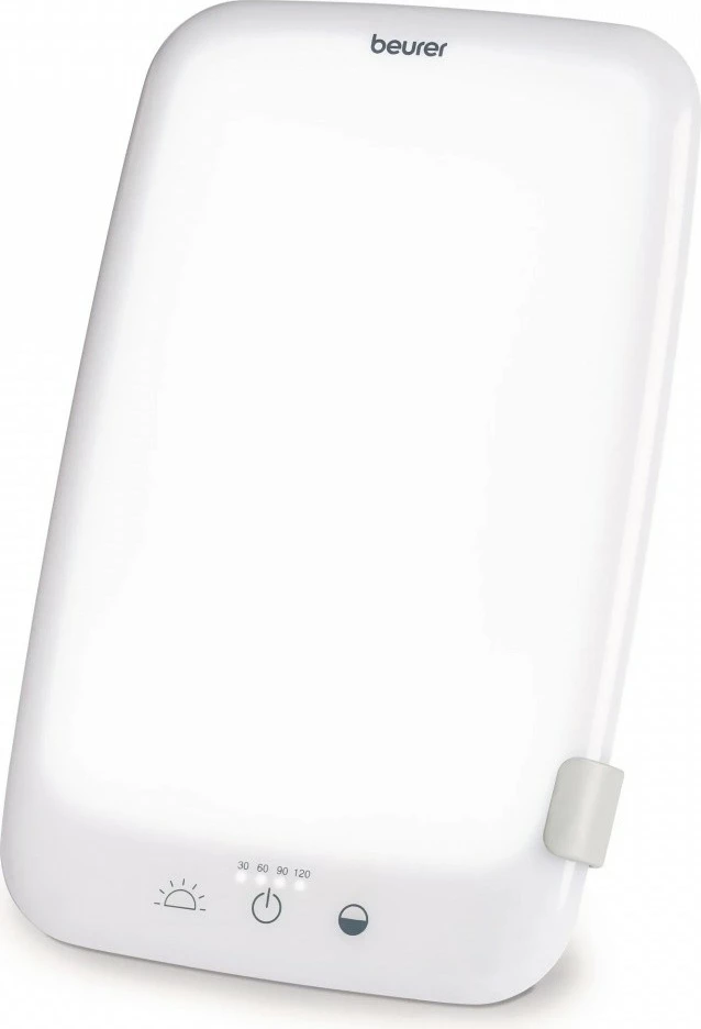Lampë dite/terapie me dritë, Beurer TL35, 10 000 lx, sipërfaqe 14×20 cm, 3 temperatura ngjyre, dimmer 4 nivele, timer 30–120 min, e bardhë