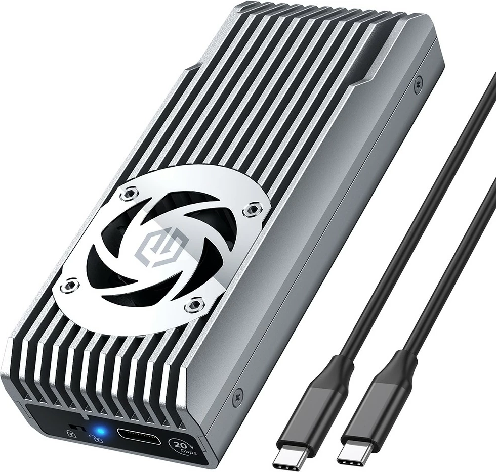 Kasë e jashtme GrauGear për SSD M.2 NVMe, USB 3.2 Gen 2x2, 20 Gbit/s, me ventilator, gri