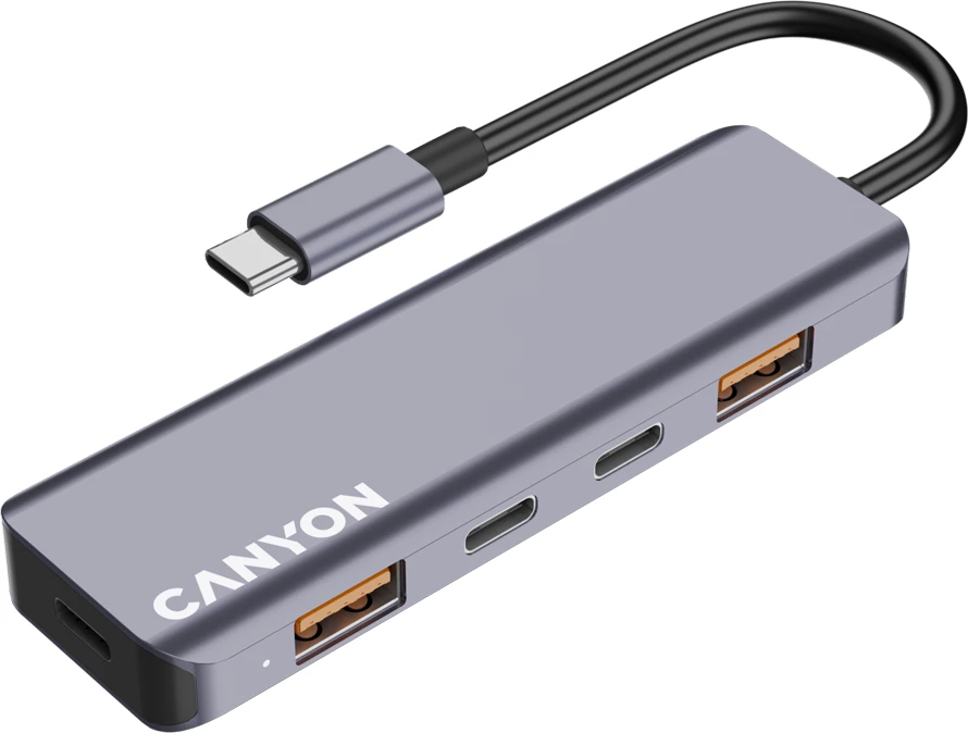 USB-C hub CANYON DS-18 5n1 USB 3.2 Gen 2, 2x USB-A + 2x USB-C, kabllo 15 cm, hiri