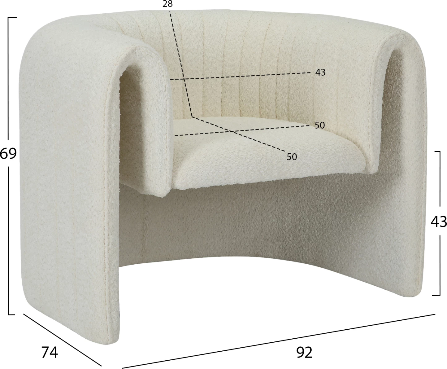Karrige RIKER FH9682.04 kornizë metali - pëlhurë e bardhë 92x74x69H cm