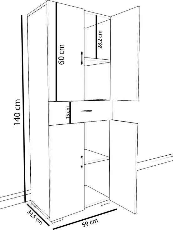 Dollap-kolonë Milou i bardhë 59x34.5x140cm