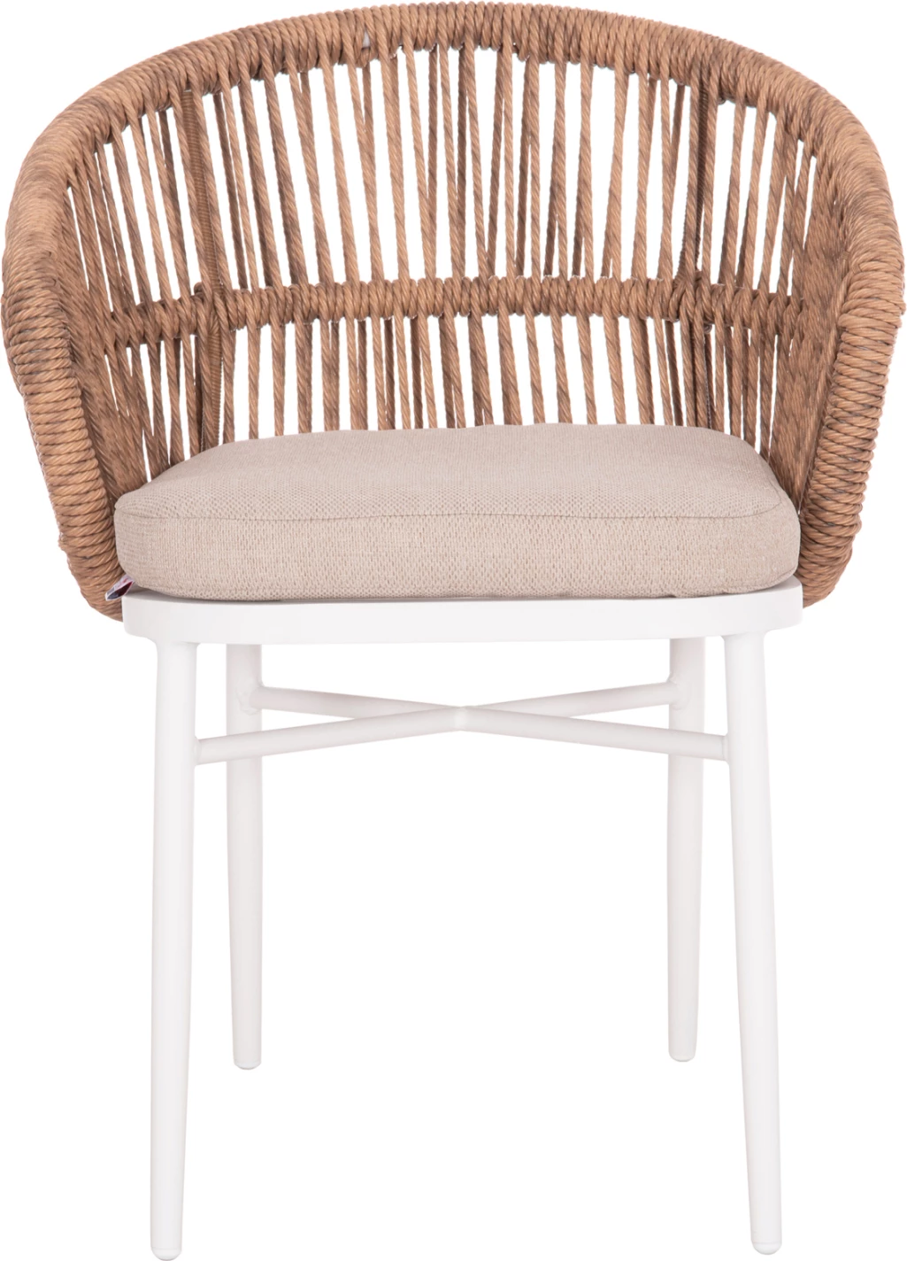 Karrige alumini ALABAMA FH6265.02 ngjyrë e bardhë-P.E. Rattan natyral-jastëk bezhë 58x61x75Hcm