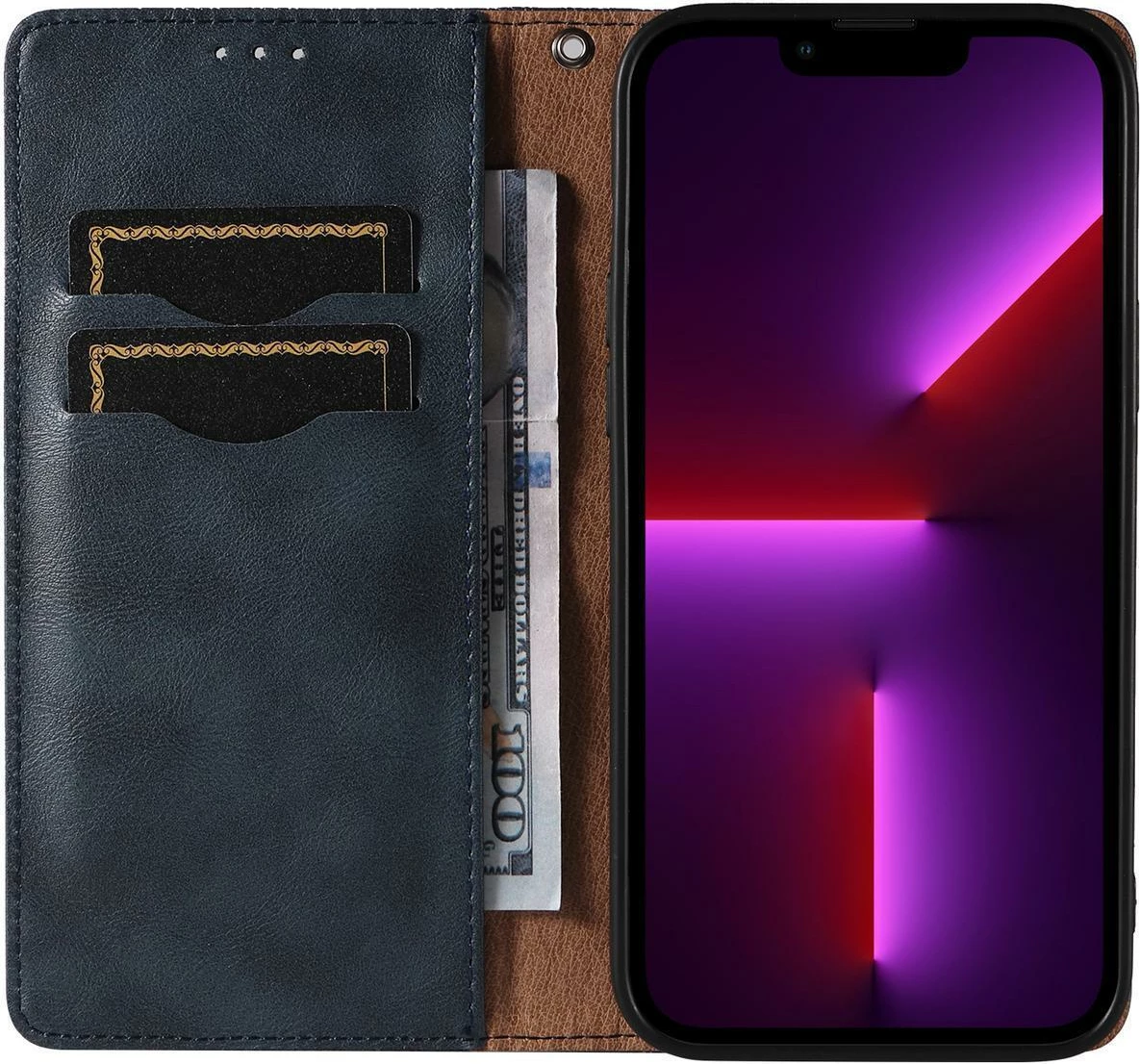 Mbështjellës Hurtel Magnet Strap Case për Samsung Galaxy S23, portofol, qëndrim, rrip dore, kaltër